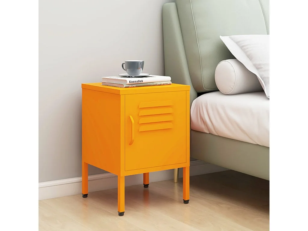 Table de chevet Jaune moutarde 35x35x51 Acier