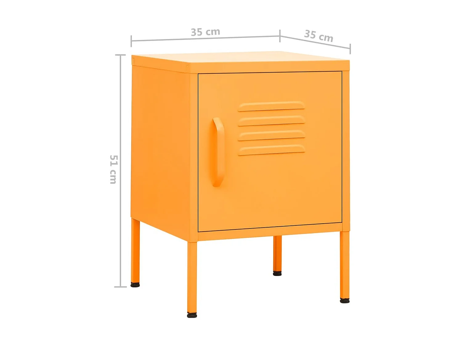 Table de chevet Jaune moutarde 35x35x51 Acier