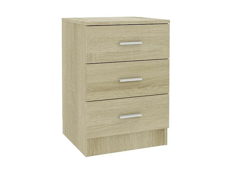 Table de chevet 3 tiroirs bois chêne clair Metiu