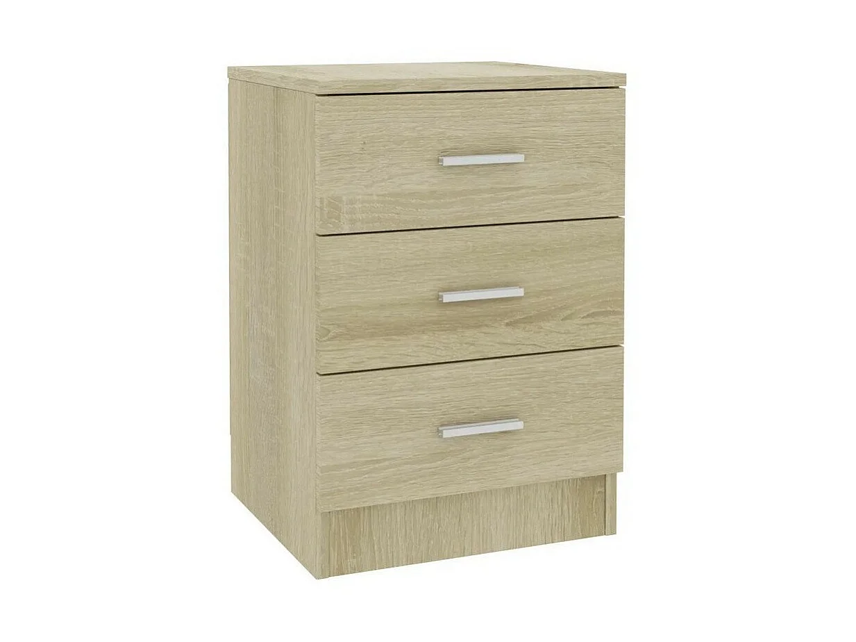 Table de chevet 3 tiroirs bois chêne clair Metiu