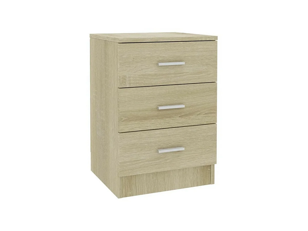 Table de chevet 3 tiroirs bois chêne clair Metiu