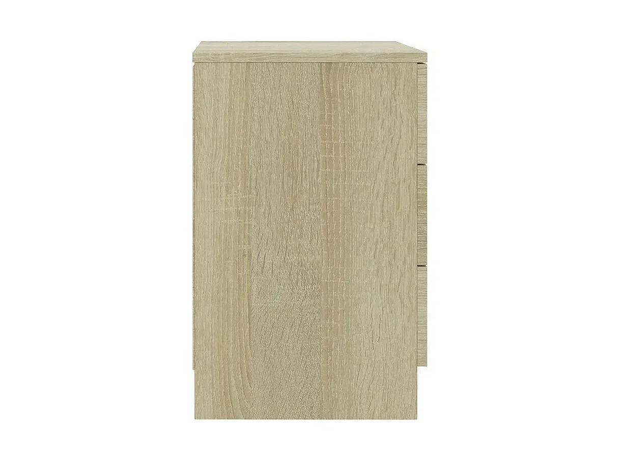 Table de chevet 3 tiroirs bois chêne clair Metiu