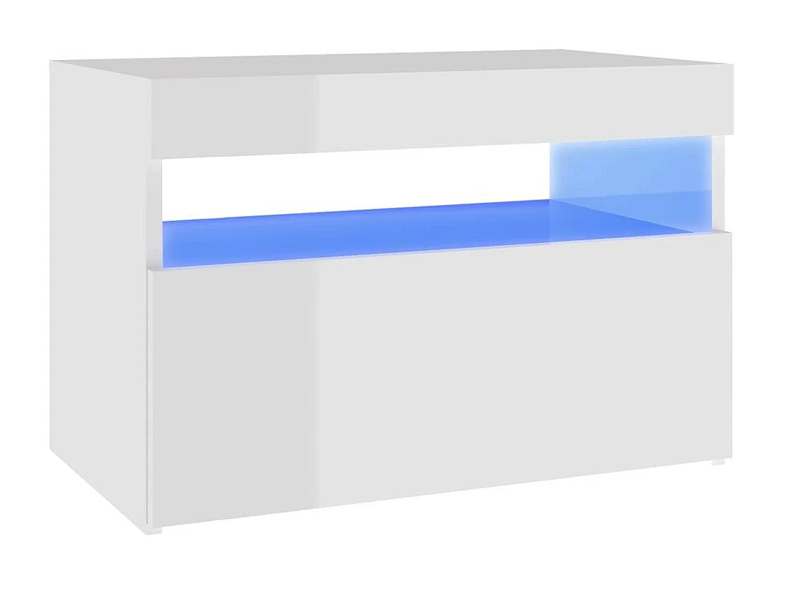 Chevet avec lumières LED 2 pcs Blanc brillant 60x35x40
