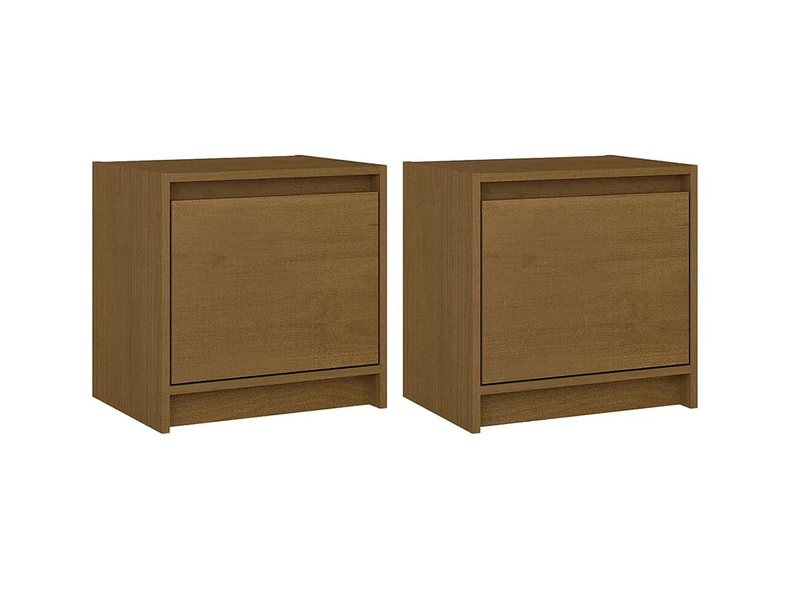 Tables de chevet 2 pcs Marron miel 40x30,5x40 Bois de pin