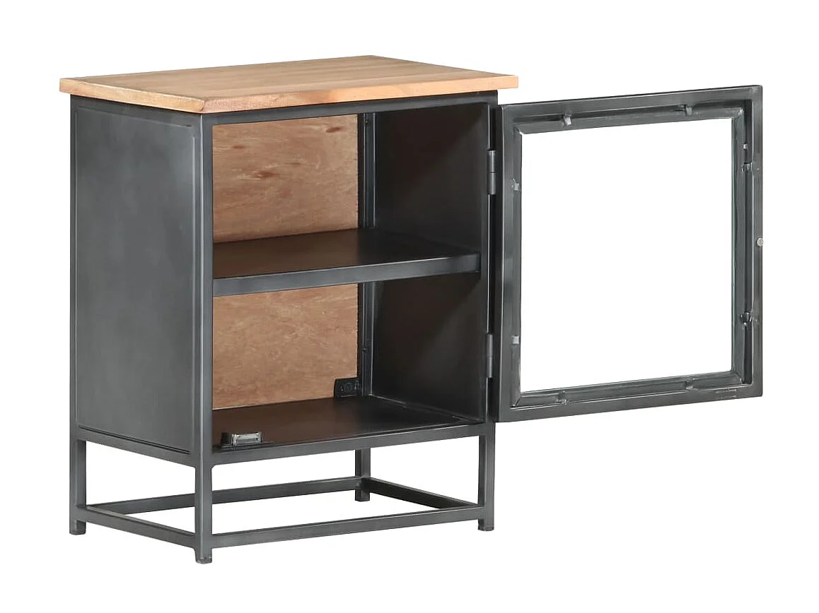 Table de chevet Gris 40x30x50 Bois d'acacia massif