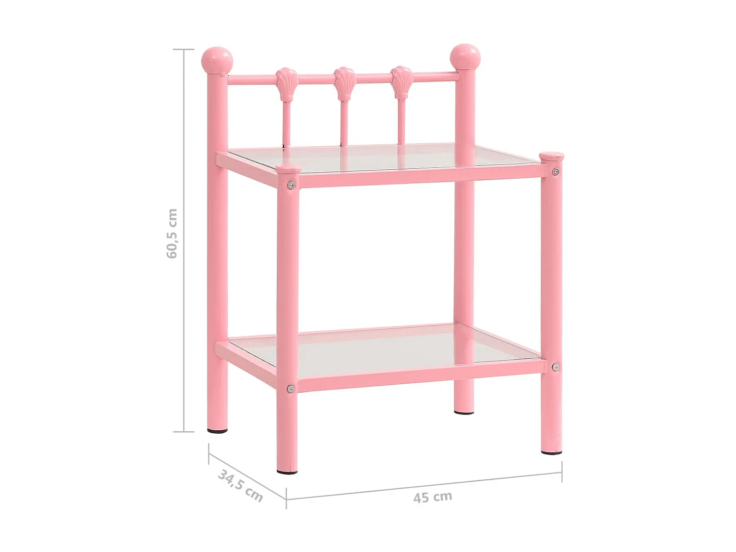 Tables de chevet 2 pcs Rose et transparent Métal et verre 2