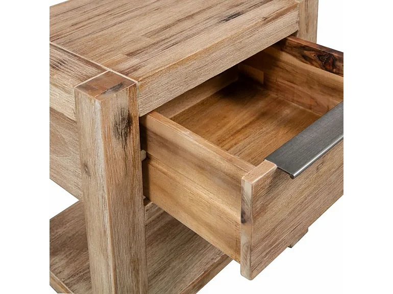 Table de chevet 1 tiroir acacia massif foncé Dedhy