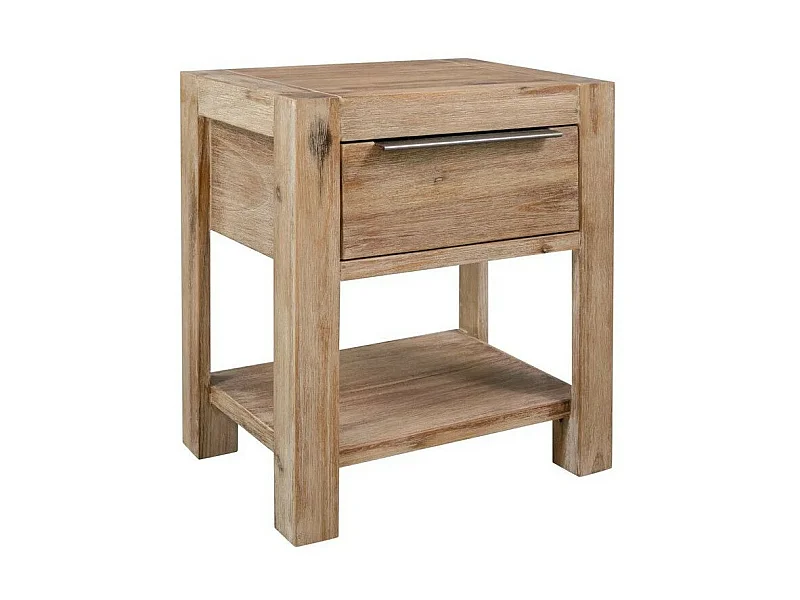 Table de chevet 1 tiroir acacia massif foncé Dedhy