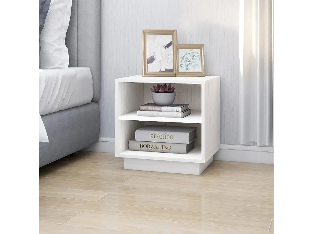 Tables de chevet 2 pcs Blanc 40x34x40 Bois de pin solide