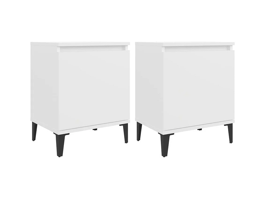 Tables de chevet avec pieds en métal 2 pcs Blanc 40x30x50