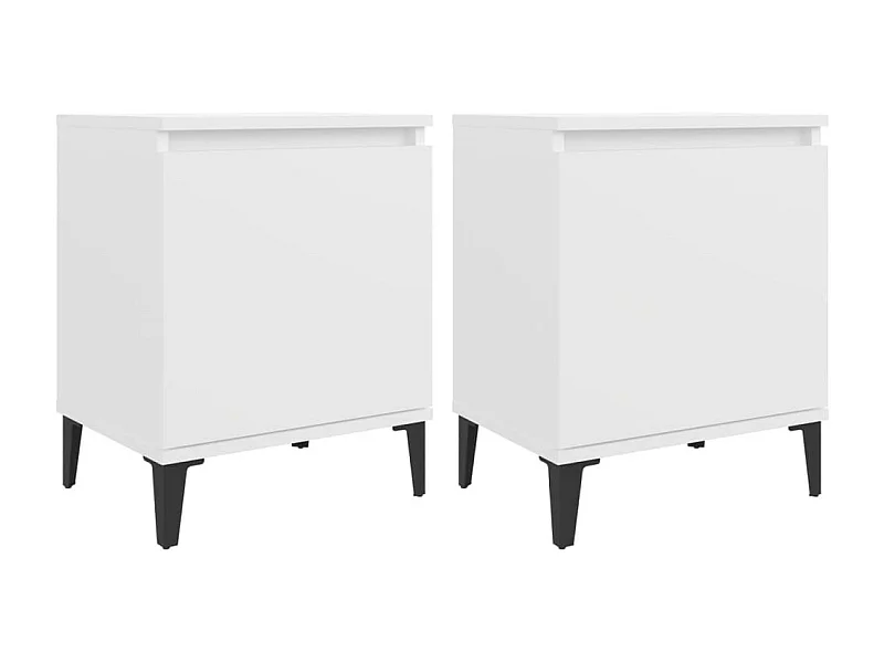 Tables de chevet avec pieds en métal 2 pcs Blanc 40x30x50