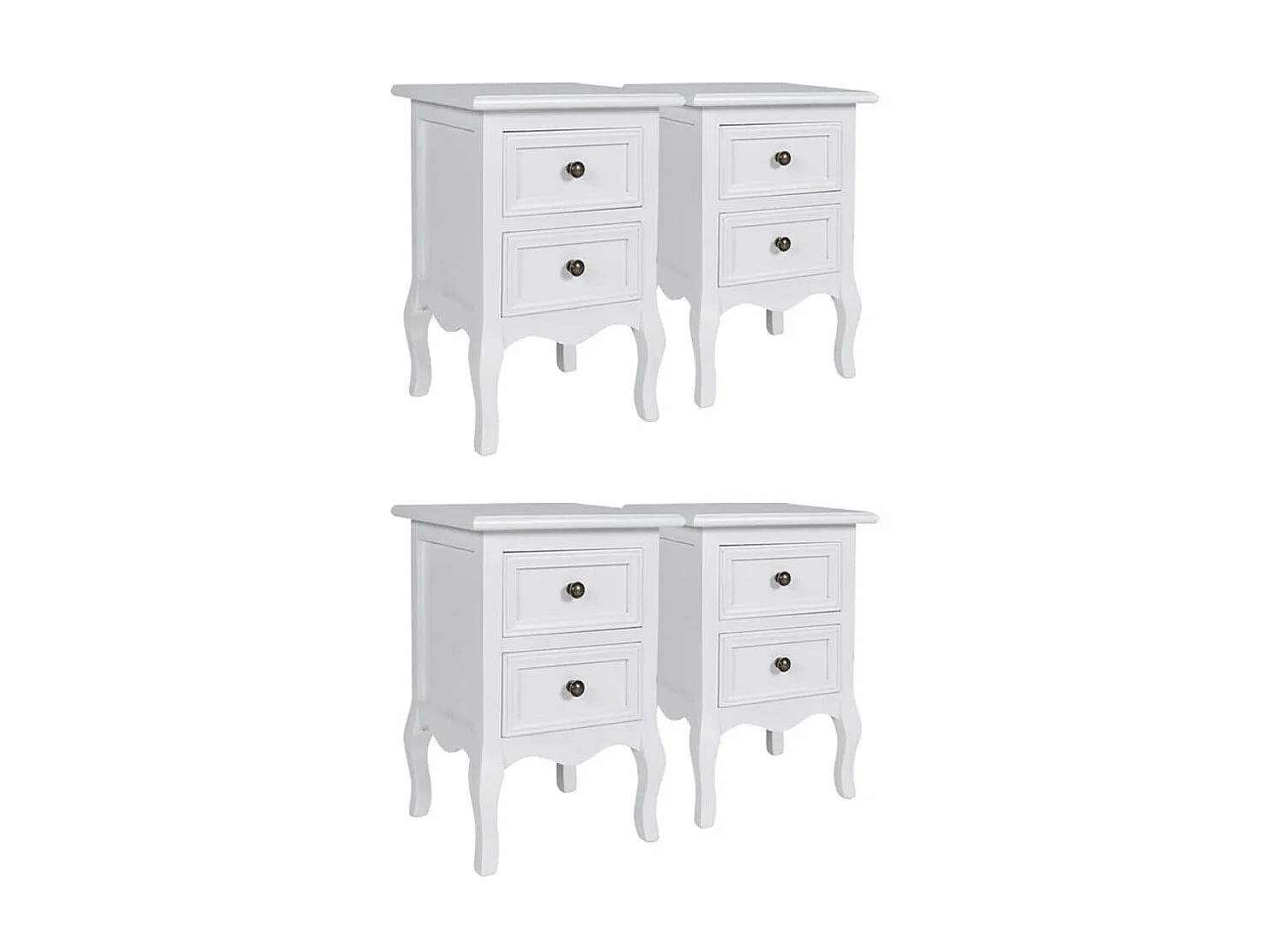 Tables de chevet 4 pcs avec 2 tiroirs MDF Blanc