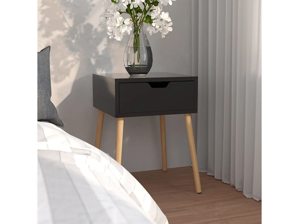 Table de chevet Noir brillant 40x40x56