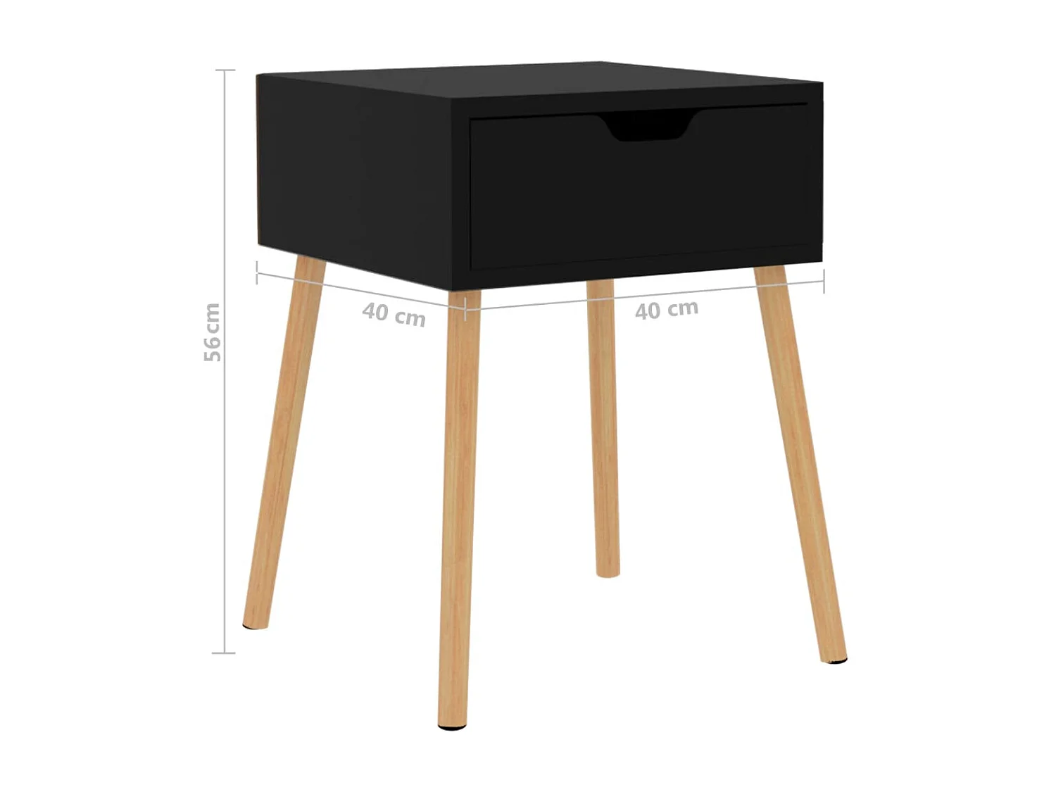 Table de chevet Noir brillant 40x40x56
