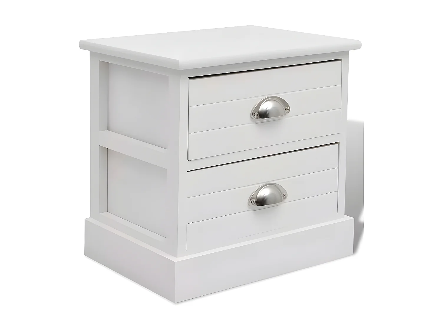 Table de chevet 2 tiroirs bois paulownia blanc Laula