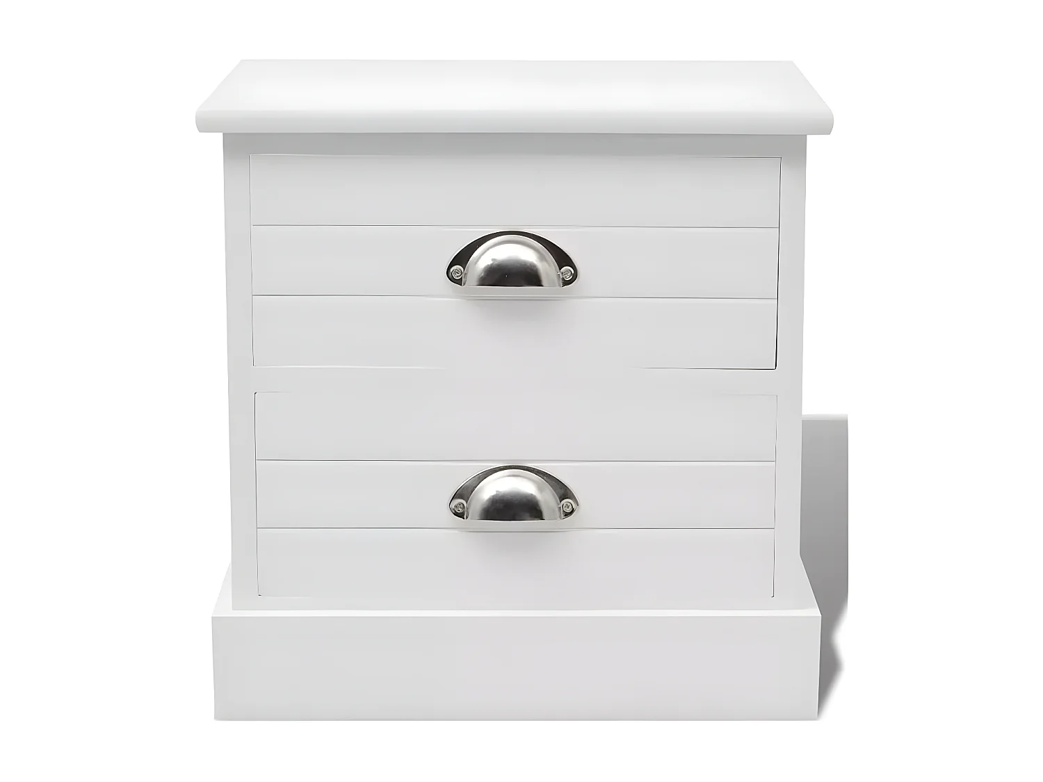 Table de chevet 2 tiroirs bois paulownia blanc Laula