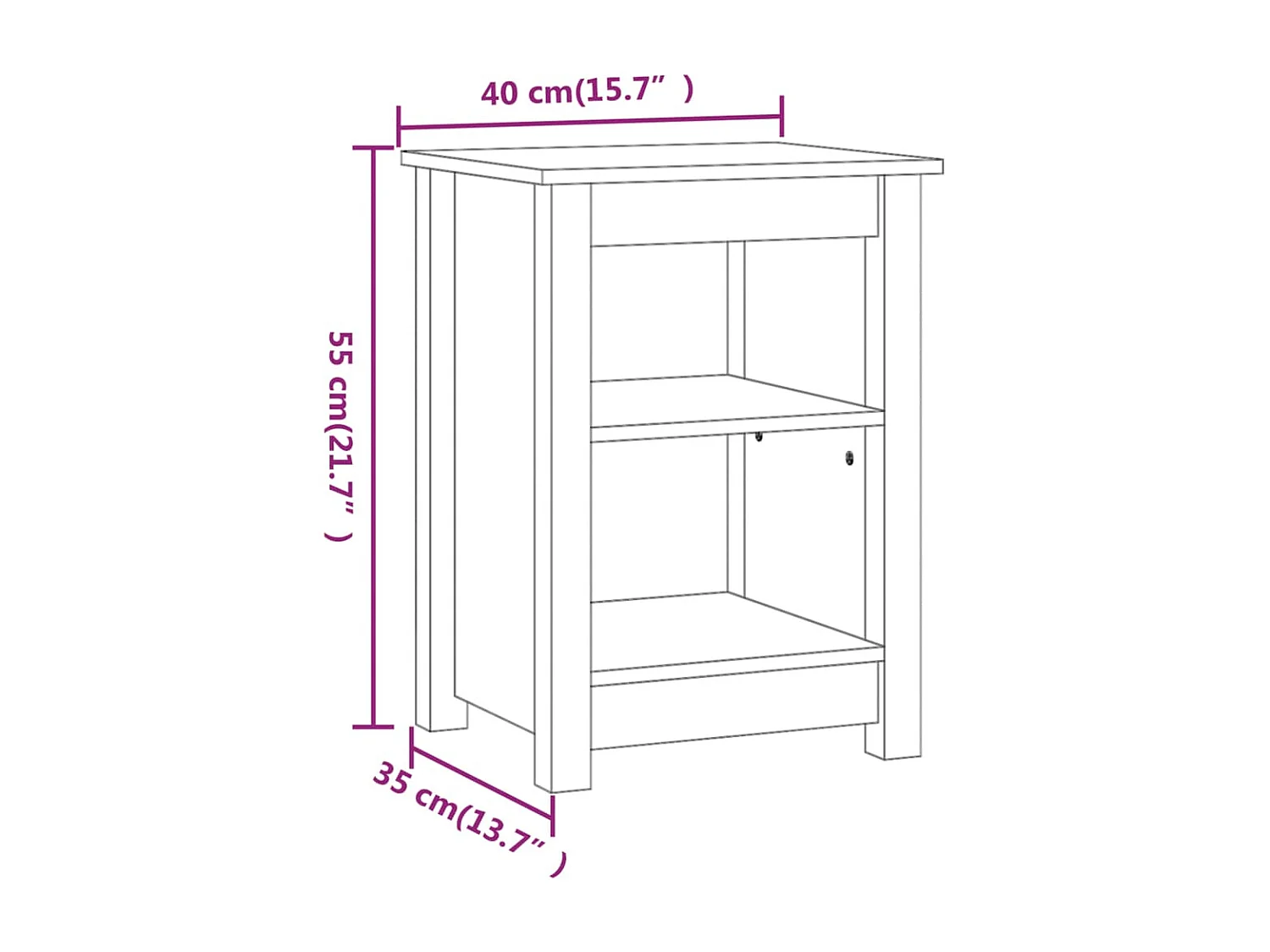 Table de chevet Noir 40x35x55 Bois de pin solide