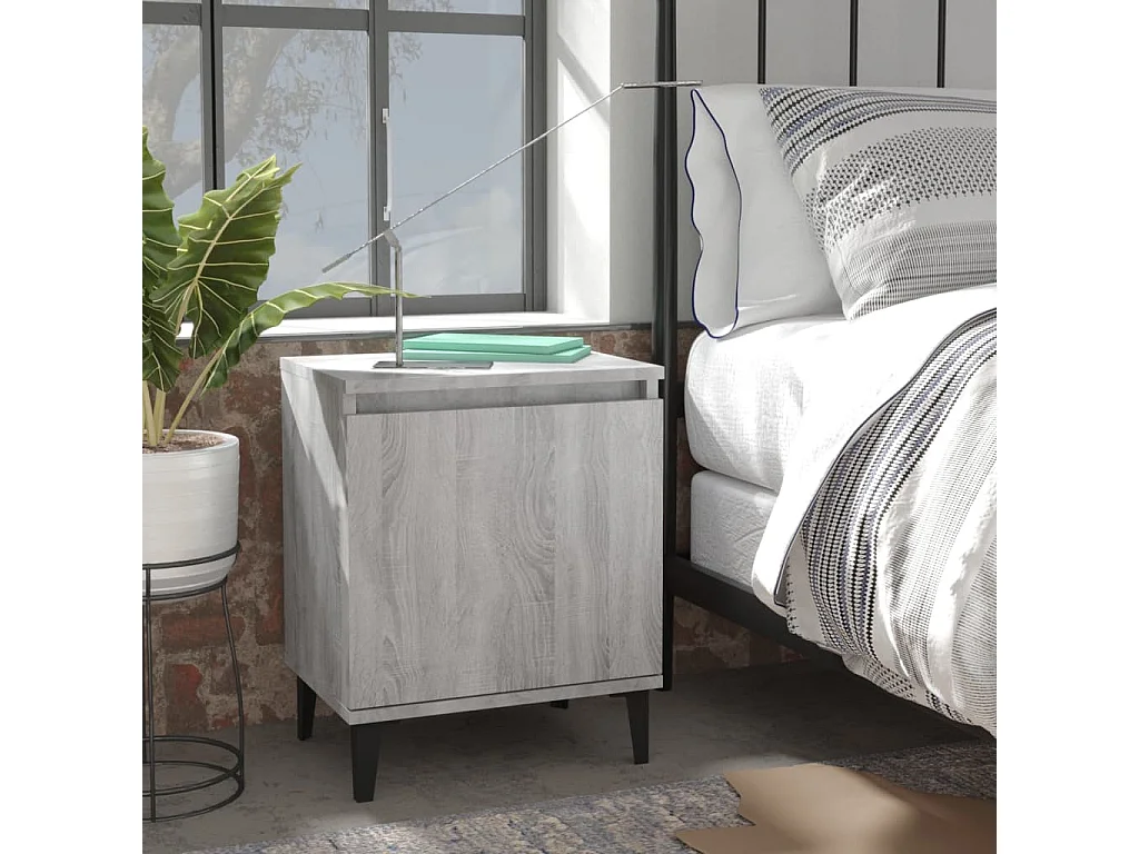 Table de chevet avec pieds en métal Sonoma gris 40x30x50