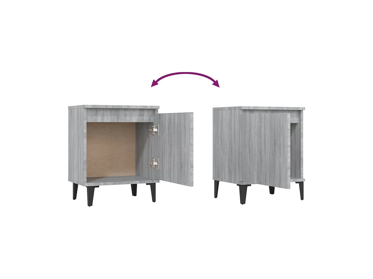 Table de chevet avec pieds en métal Sonoma gris 40x30x50