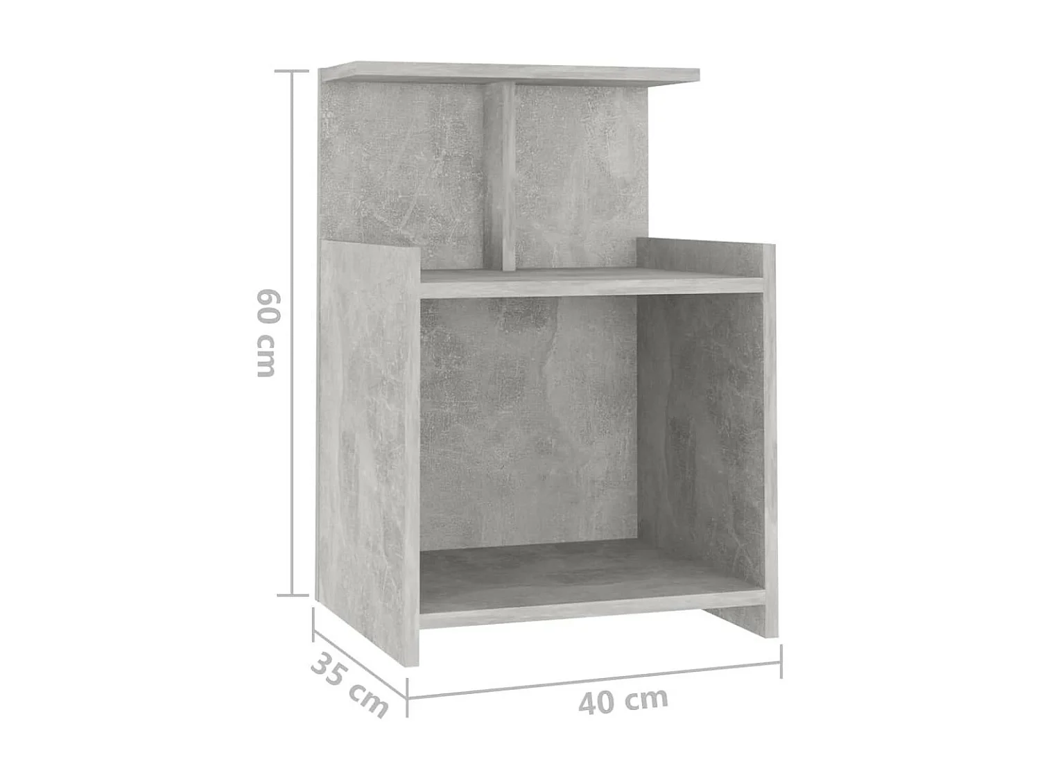 Table de chevet Gris béton 40x35x60