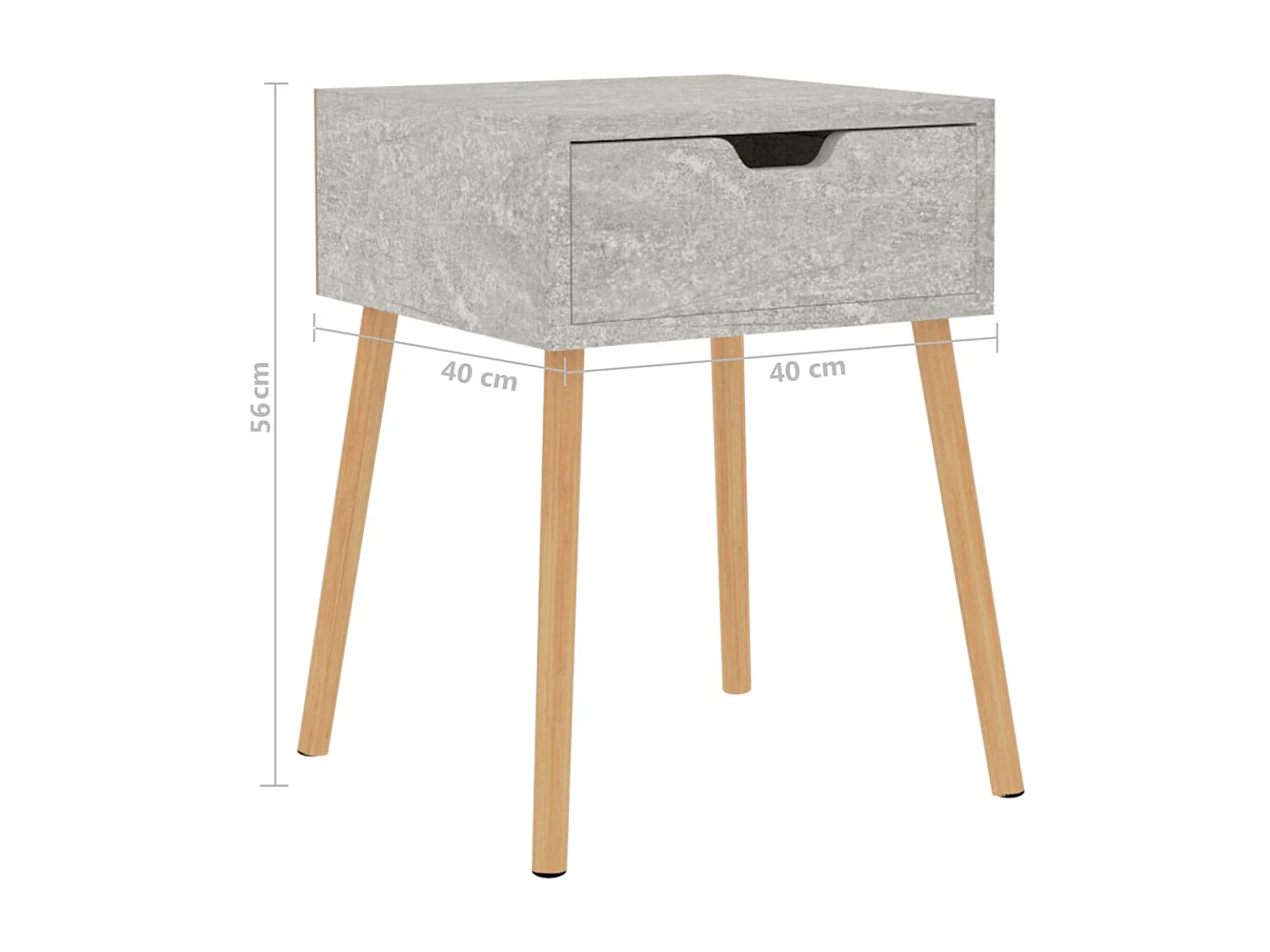 Table de chevet Gris béton 40x40x56