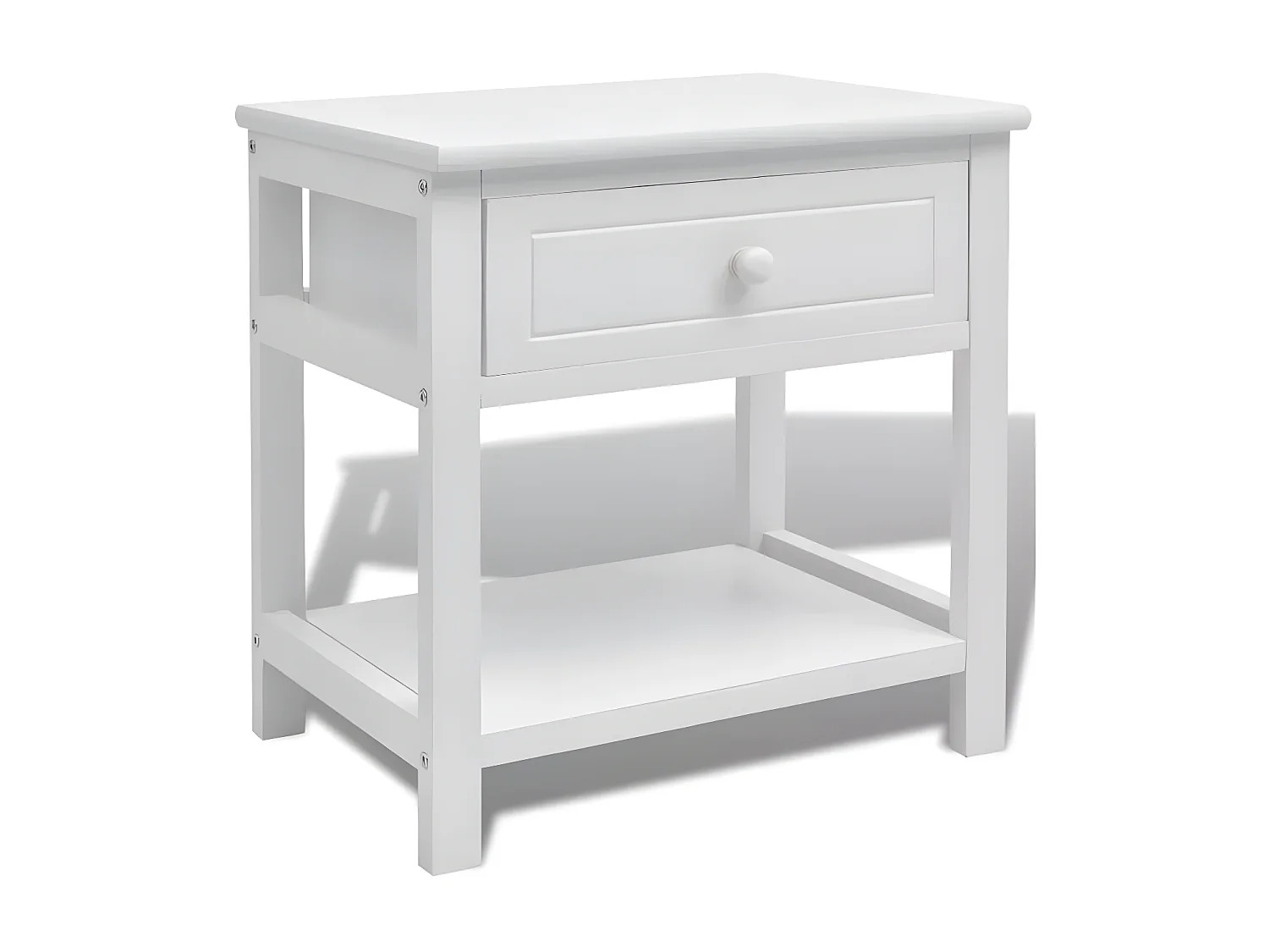 Table de chevet 1 tiroir et 1 plateau bois paulownia massif blanc Mounira