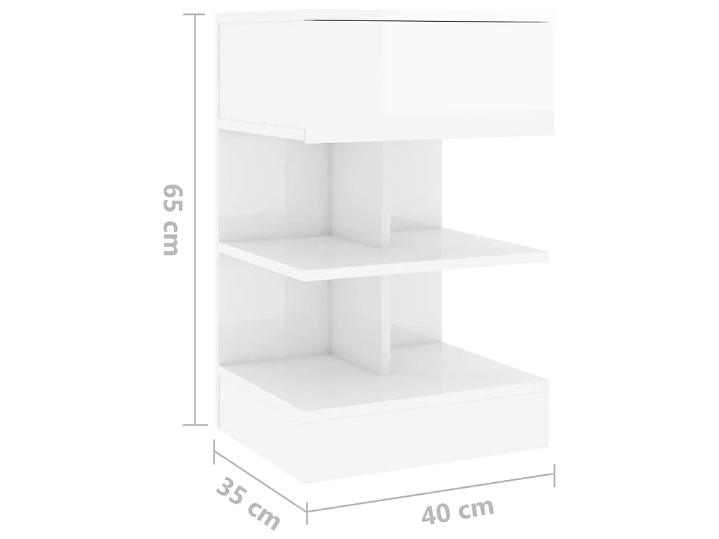 Table de chevet Blanc brillant 40x35x65