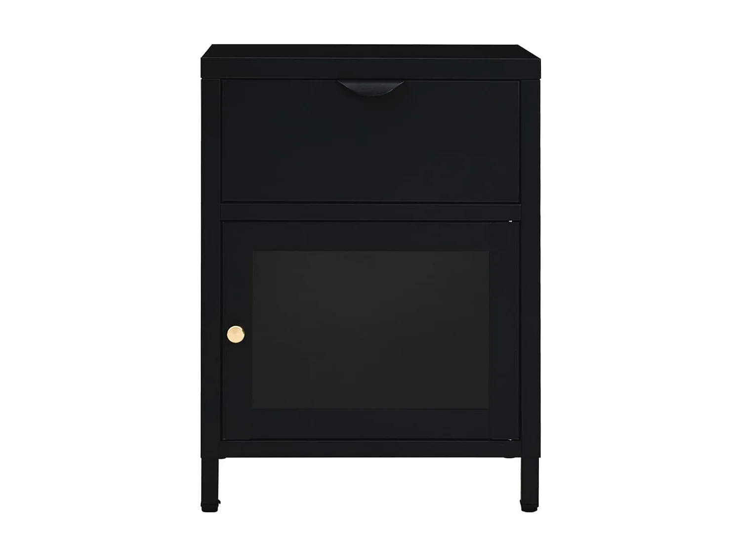 Tables de chevet 2 pcs Noir 40x30x54,5 Acier et verre