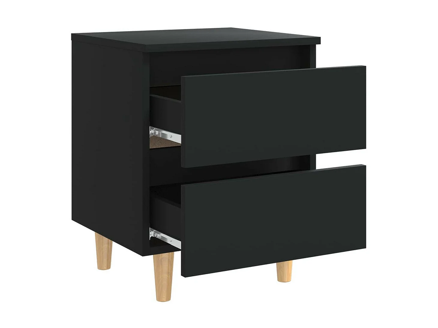 Tables de chevet avec pieds en pin 2 pcs Noir 40x35x50
