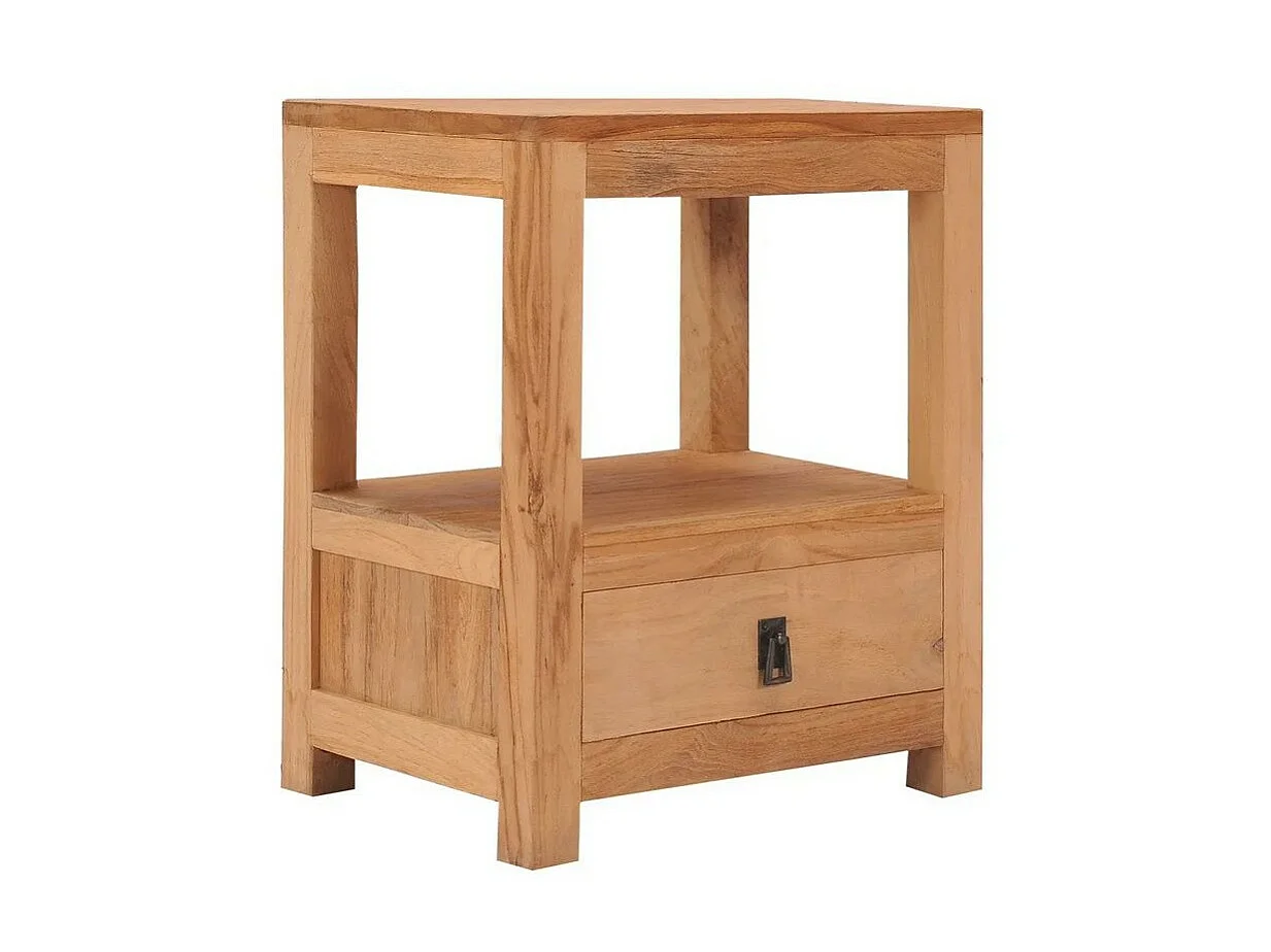 Table de chevet 1 tiroir teck massif clair Nelia