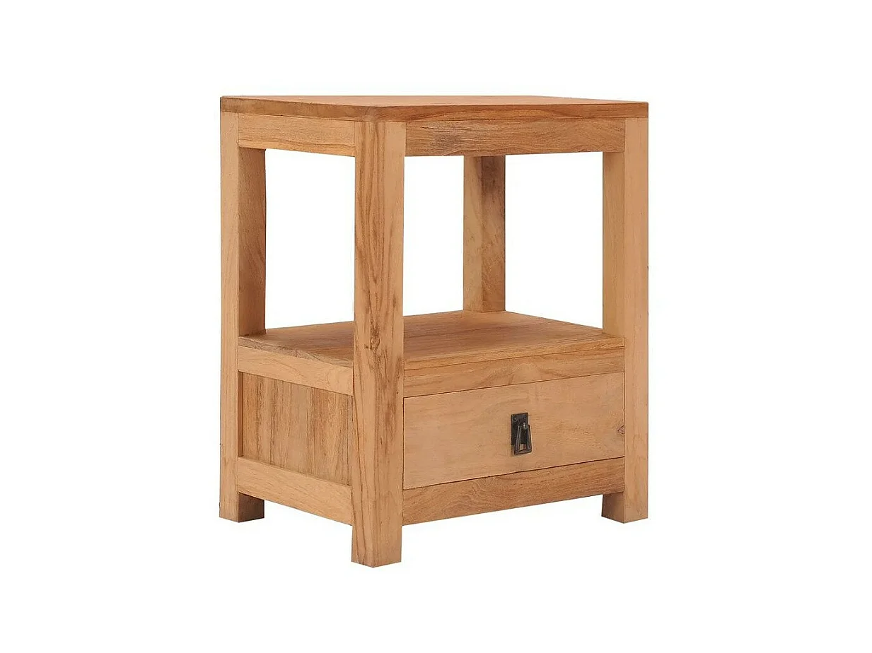Table de chevet 1 tiroir teck massif clair Nelia