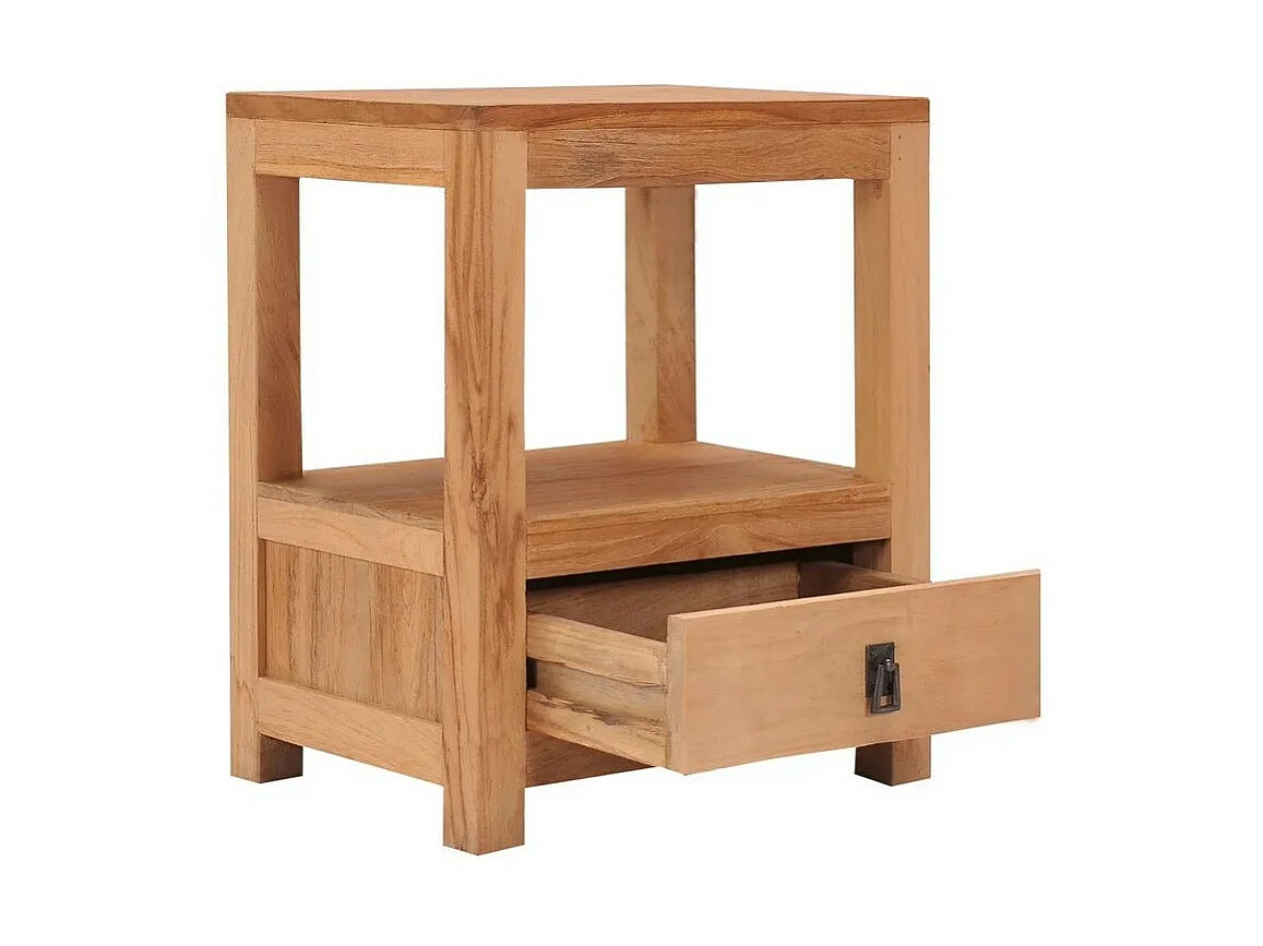Table de chevet 1 tiroir teck massif clair Nelia
