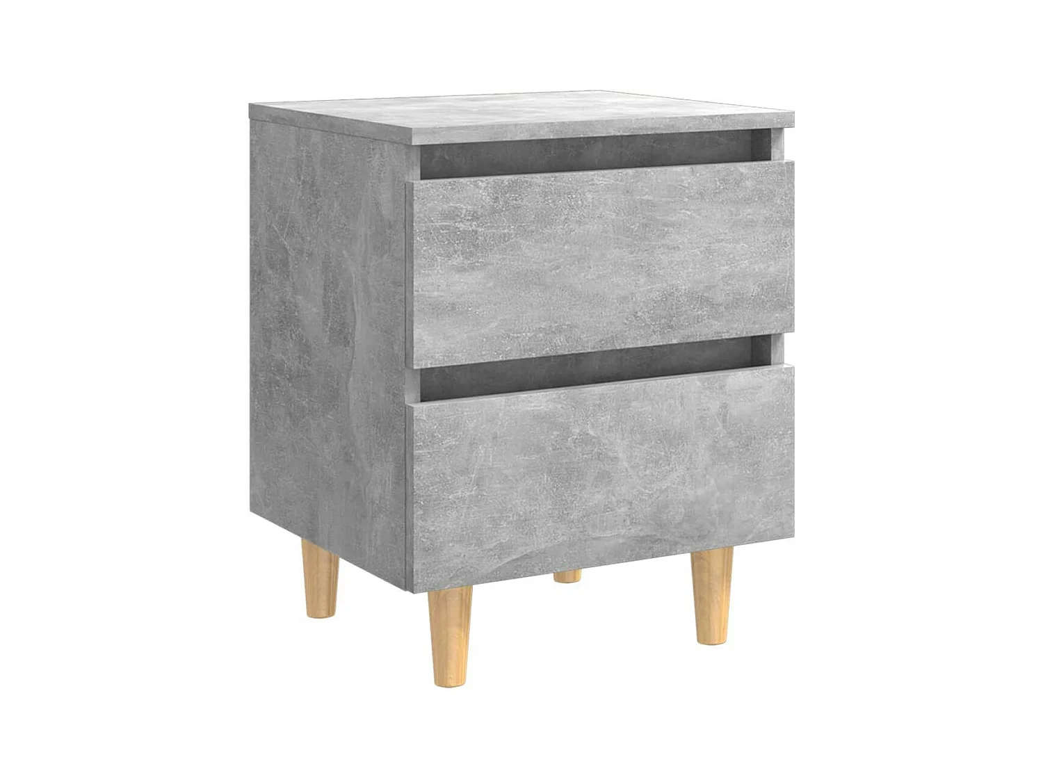 Table de chevet avec pieds en pin Gris béton 40x35x50