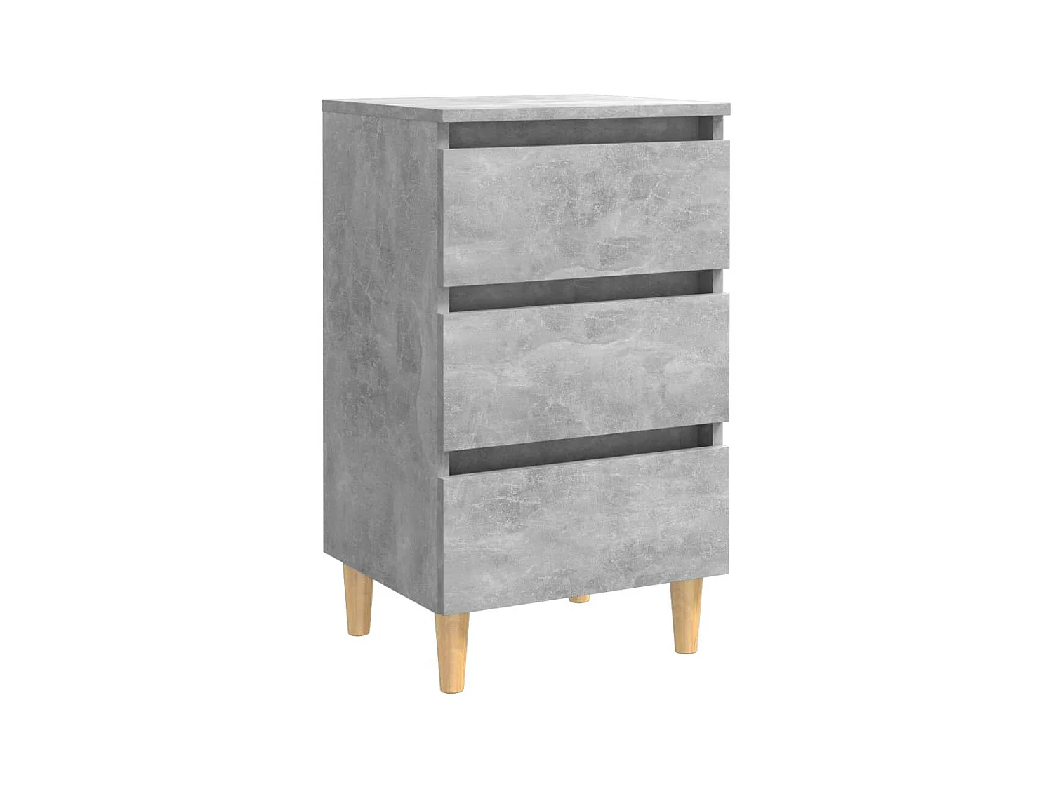 Table de chevet avec pieds en bois solide Gris béton 40x35x69