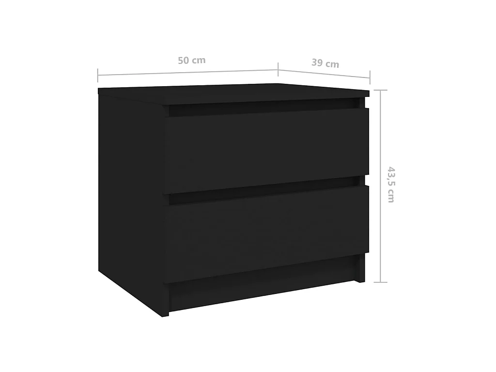 Nachtkastjes 2 st 50x39x43,5 cm spaanplaat zwart