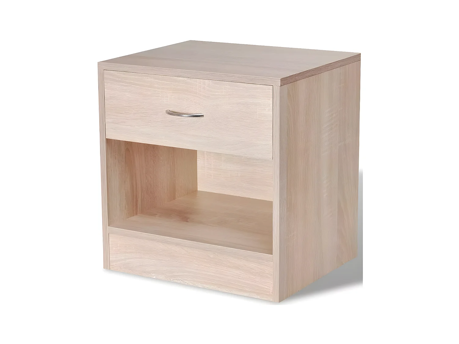 Table de chevet 1 tiroir 1 niche bois clair Chickie - Lot de 2