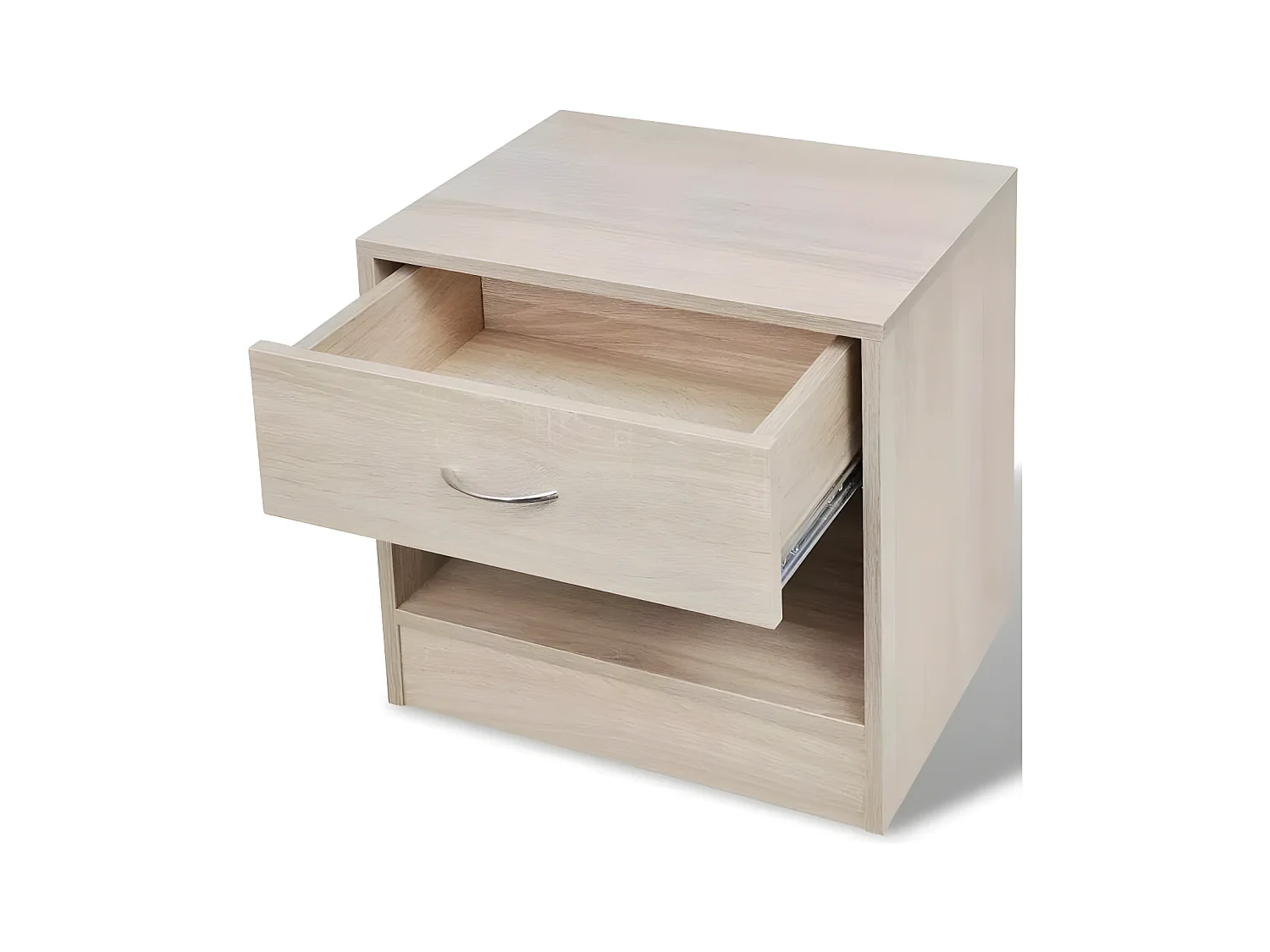 Mesitas de noche 2 unidades con un cajón y estante color roble Marrón