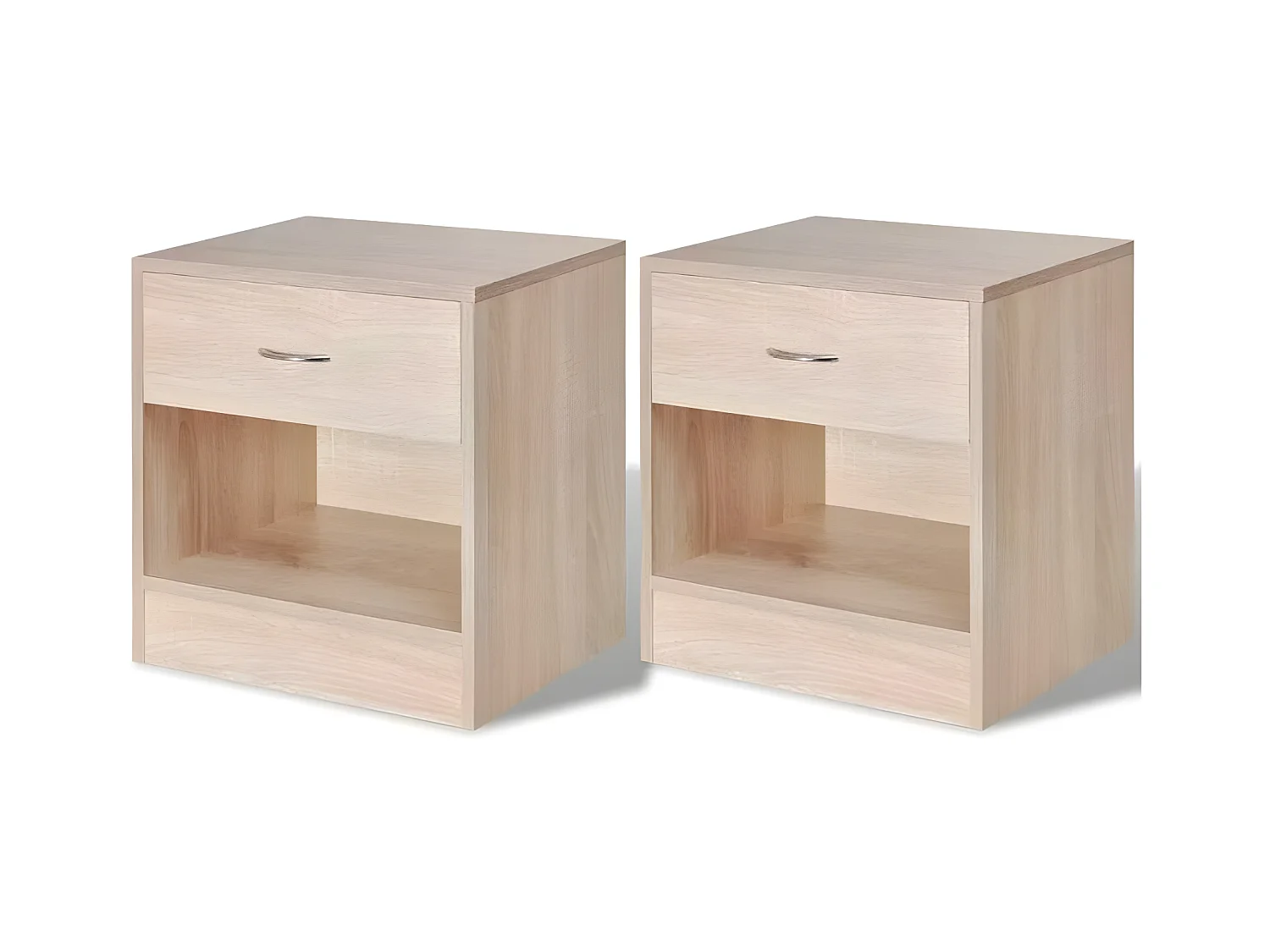 Mesitas de noche 2 unidades con un cajón y estante color roble Marrón