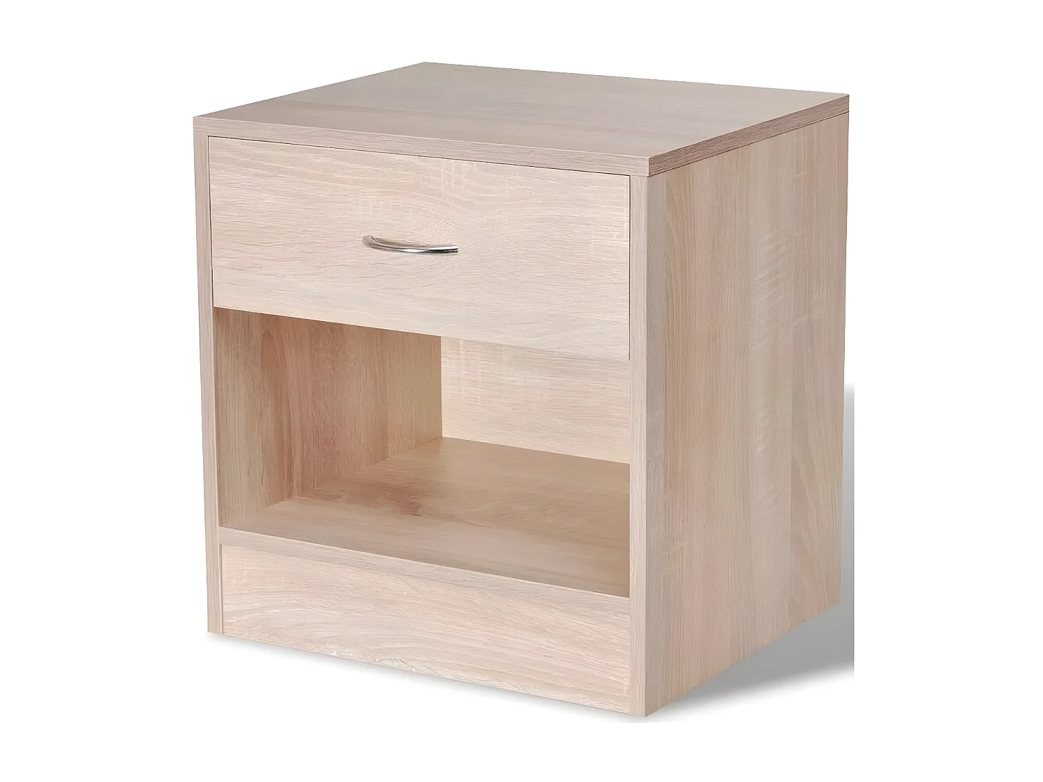 Table de chevet 1 tiroir 1 niche bois clair Chickie - Lot de 2