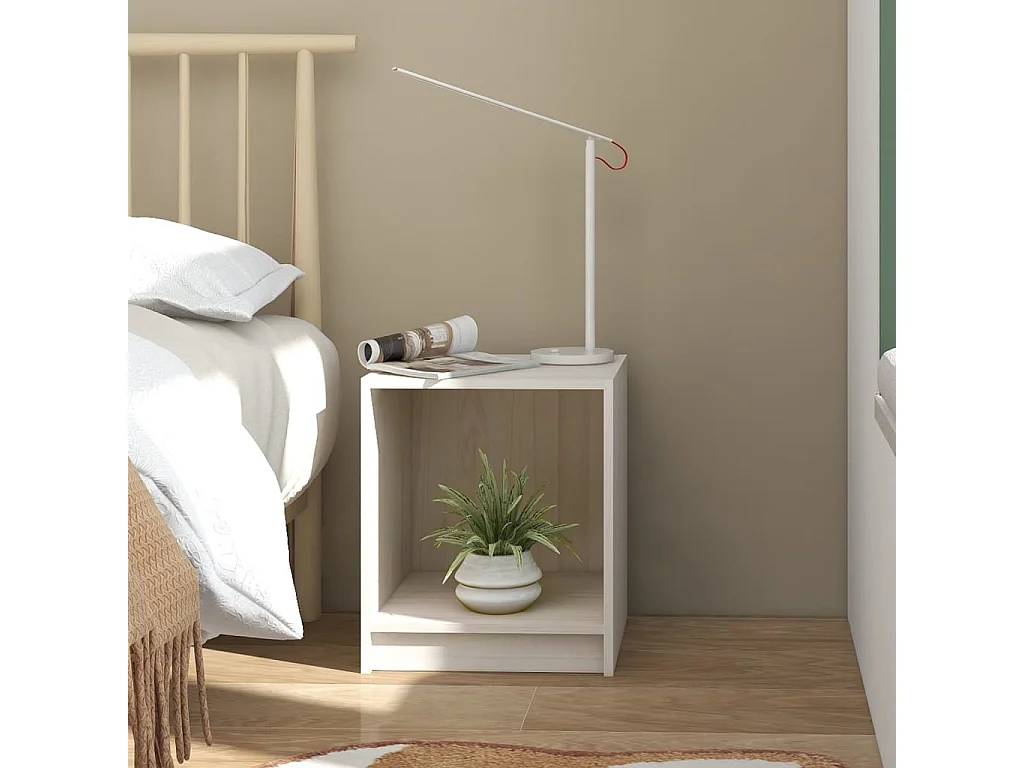 Tables de chevet 2 pcs Blanc 35,5x33,5x41,5 Pin massif