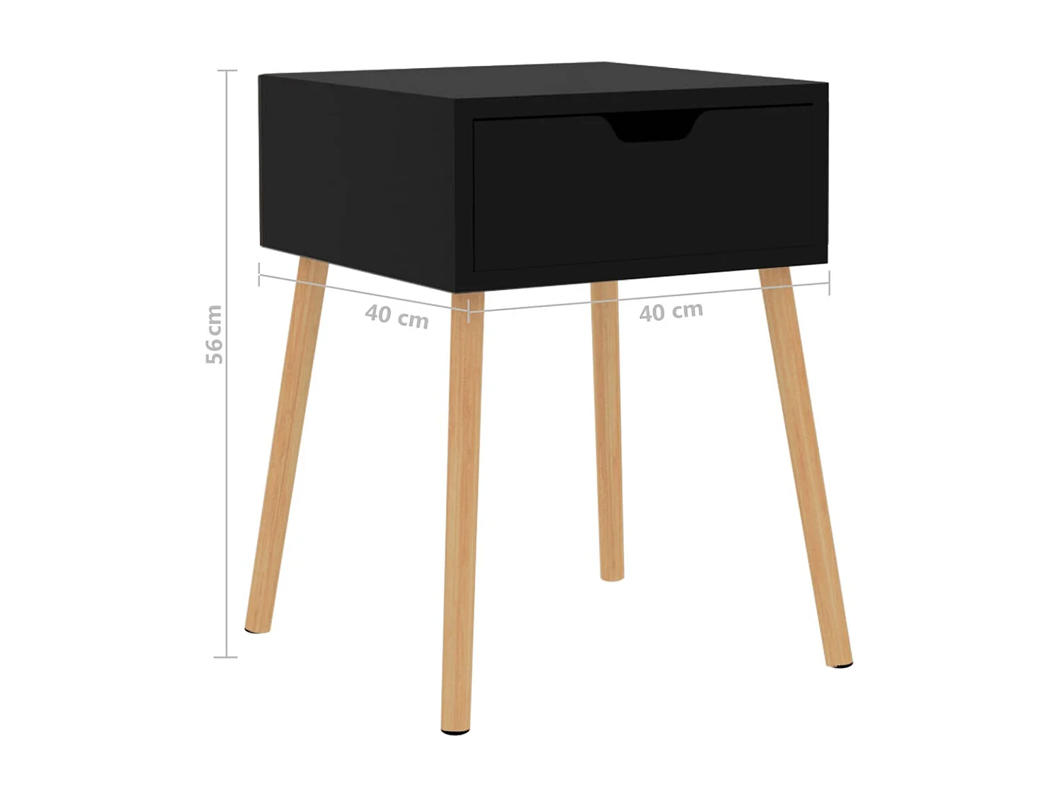 Tables de chevet 2 pcs Noir brillant 40x40x56