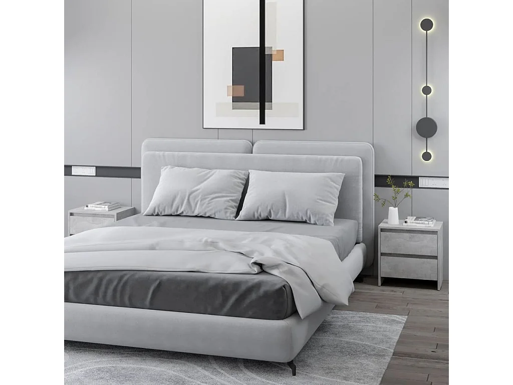 Tables de chevet 2 pcs Gris béton 45x34,5x44,5