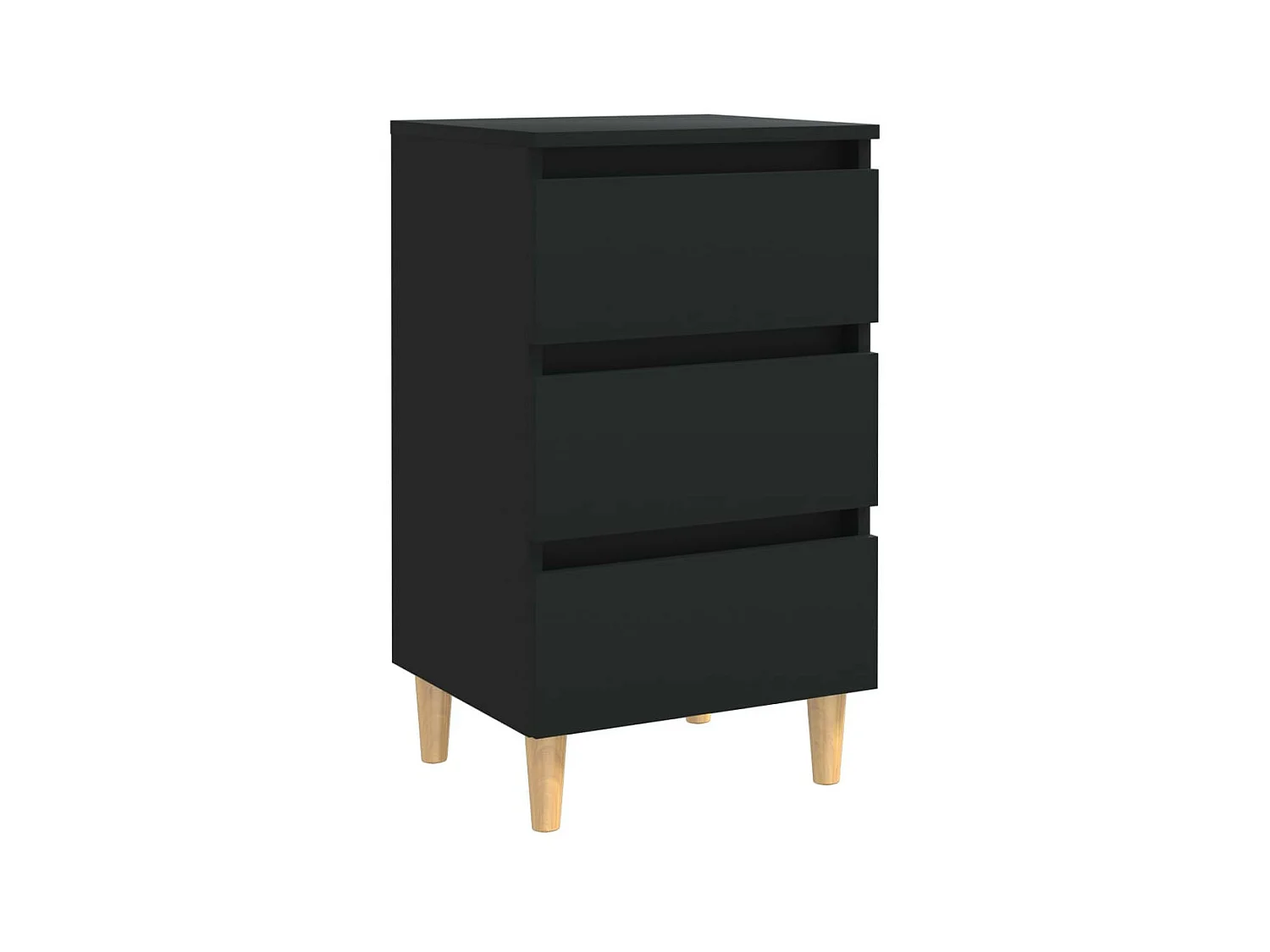 Table de chevet avec pieds en bois Noir 40x35x69