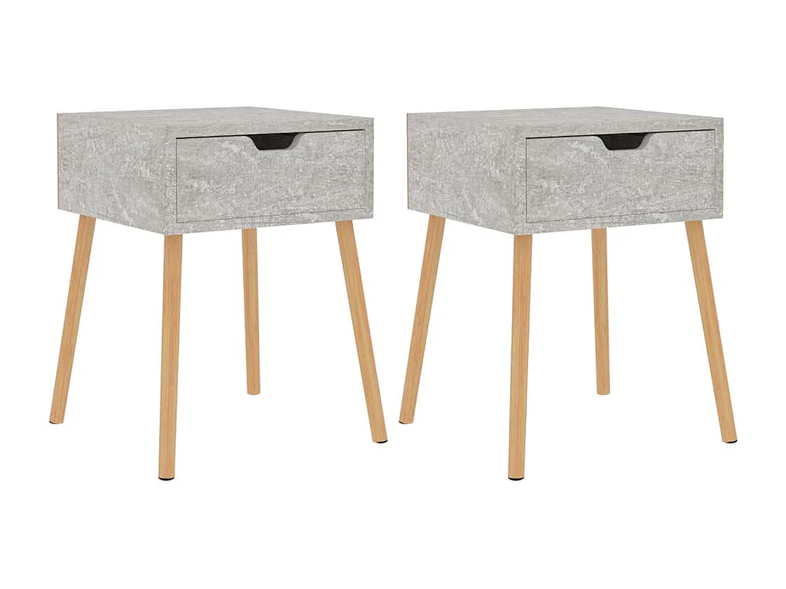 Tables de chevet 2 pcs Gris béton 40x40x56