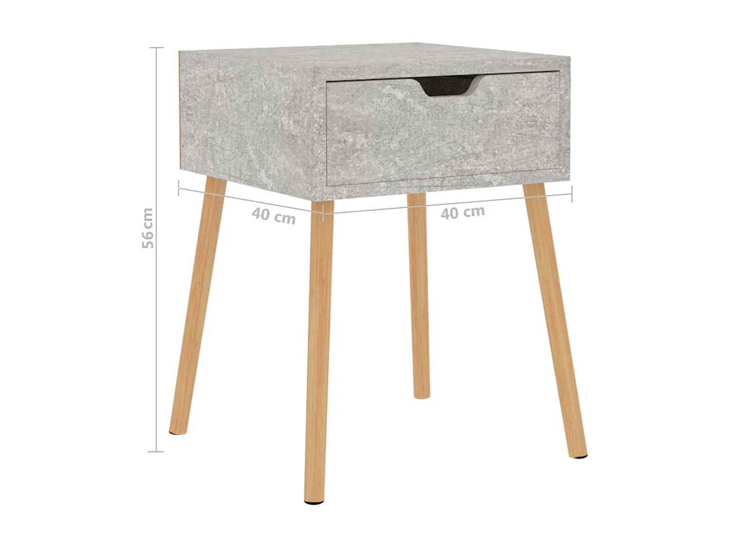 Tables de chevet 2 pcs Gris béton 40x40x56
