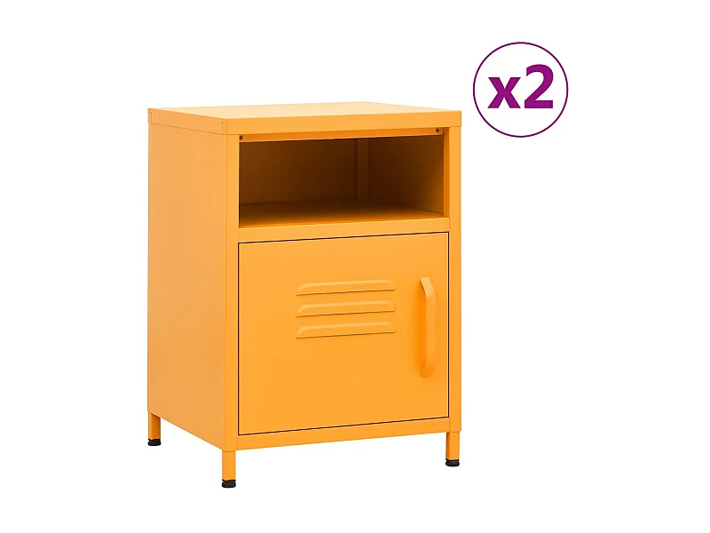 Tables de chevet 2 pcs Jaune moutarde 35x35x51 Acier