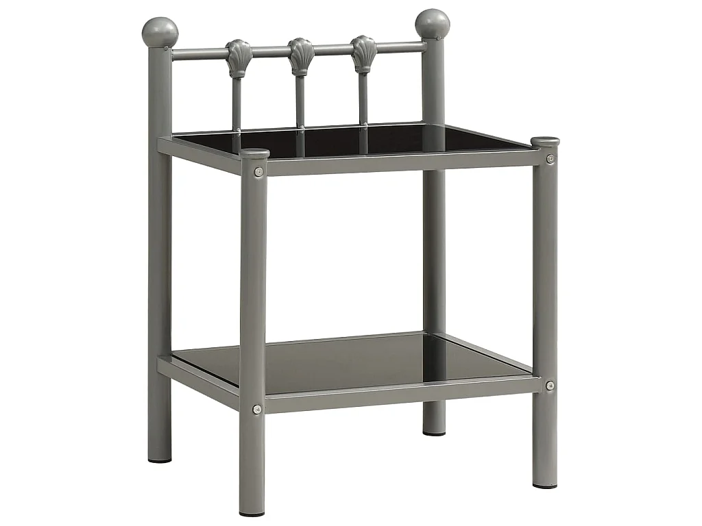 Tables de chevet 2 pcs Gris et noir Métal et verre 5