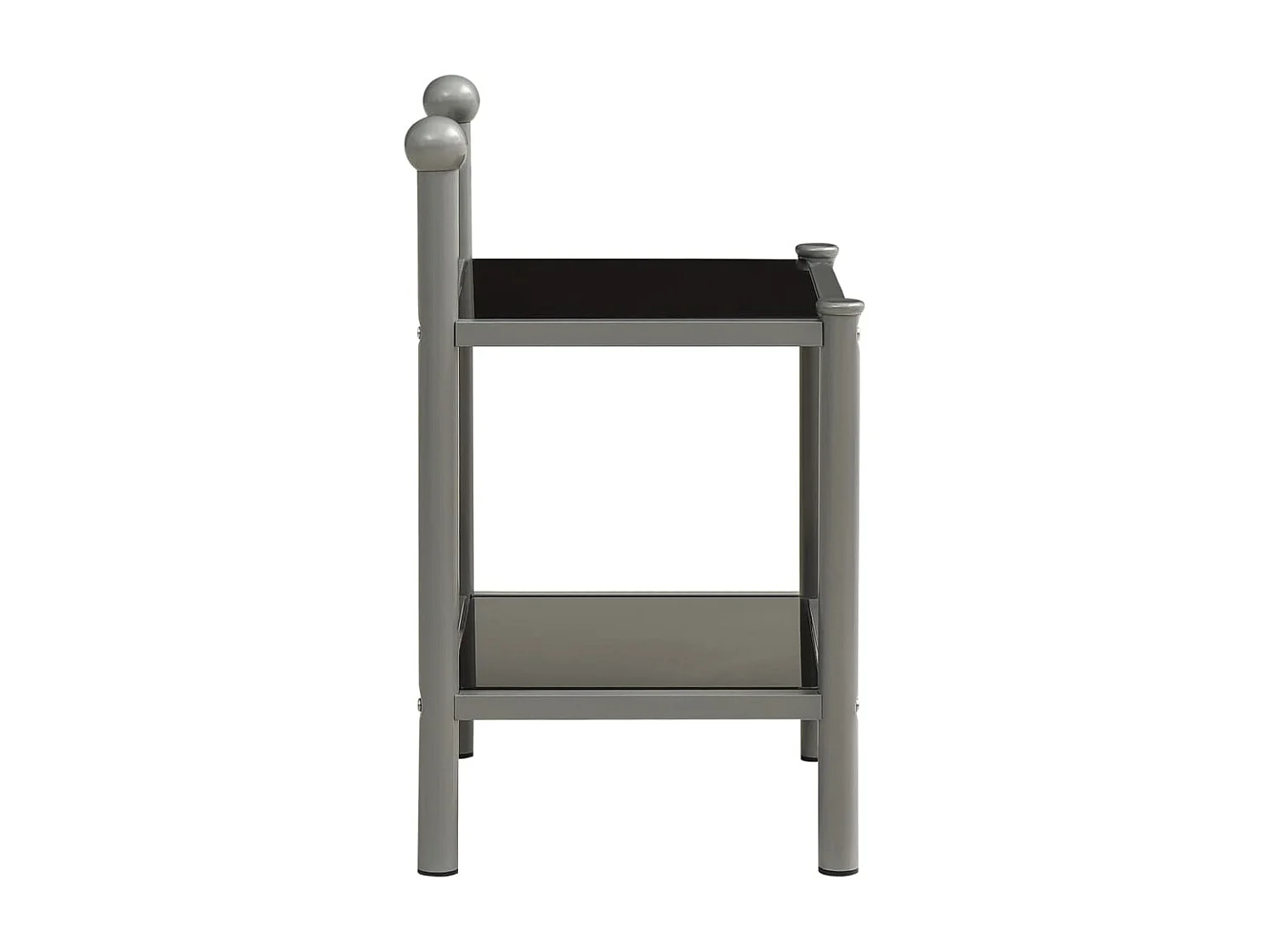 Tables de chevet 2 pcs Gris et noir Métal et verre 5