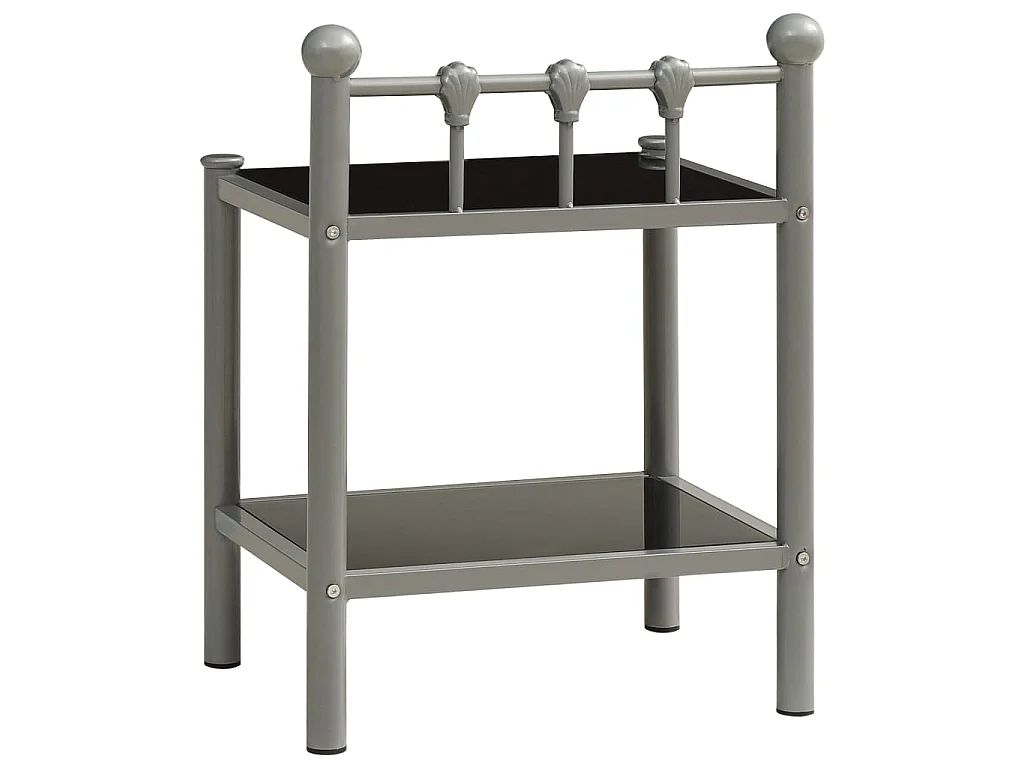 Tables de chevet 2 pcs Gris et noir Métal et verre 5