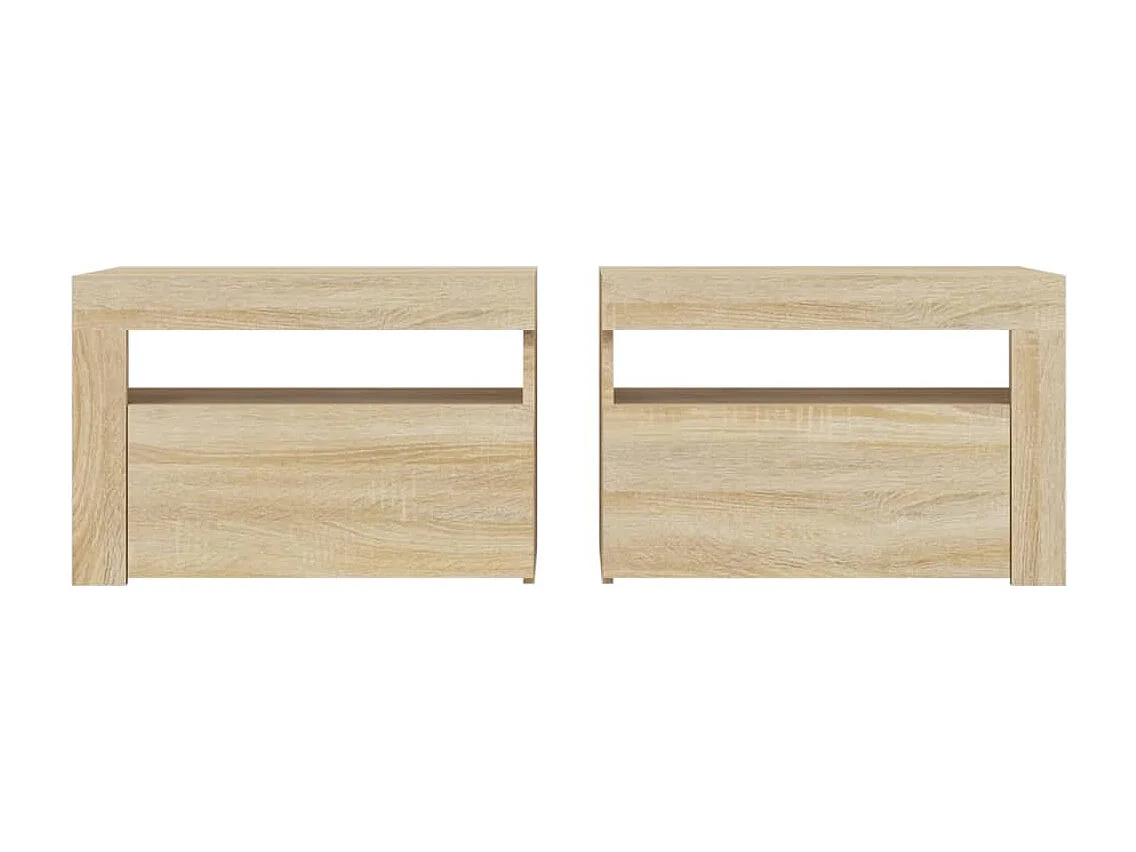 Tables de chevet 2 pcs avec LED Chêne Sonoma 60x35x40